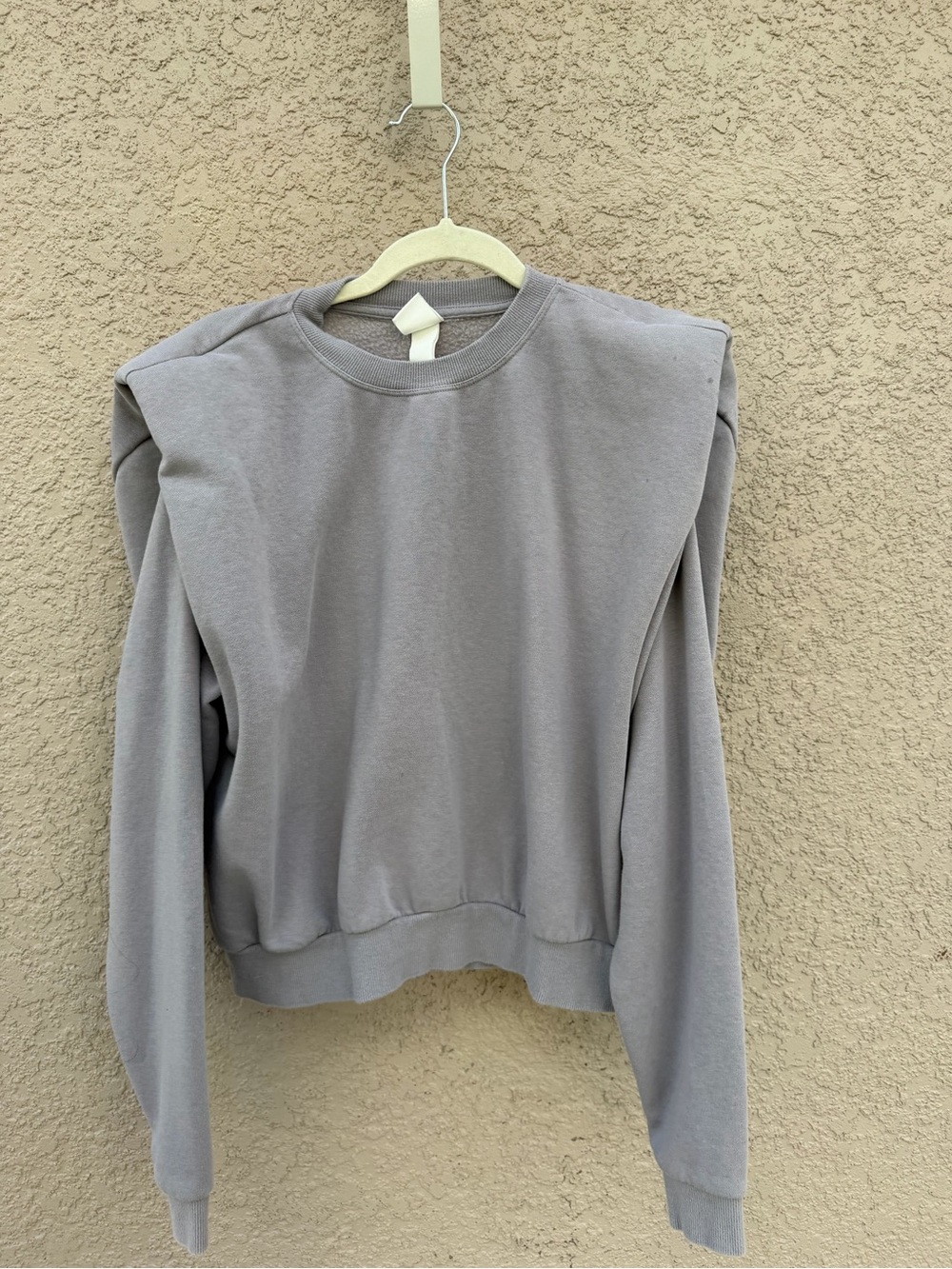H&M Women's Padded Shoulder Crewneck Sweatshirt - Light Gray